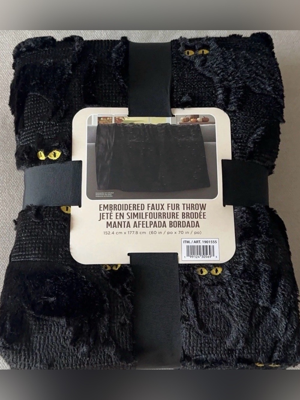 NWT SAME DAY SHIP! VIRAL TIK TOK COSTCO FAUX FUR HALLOWEEN FALL THROW BLACK CAT